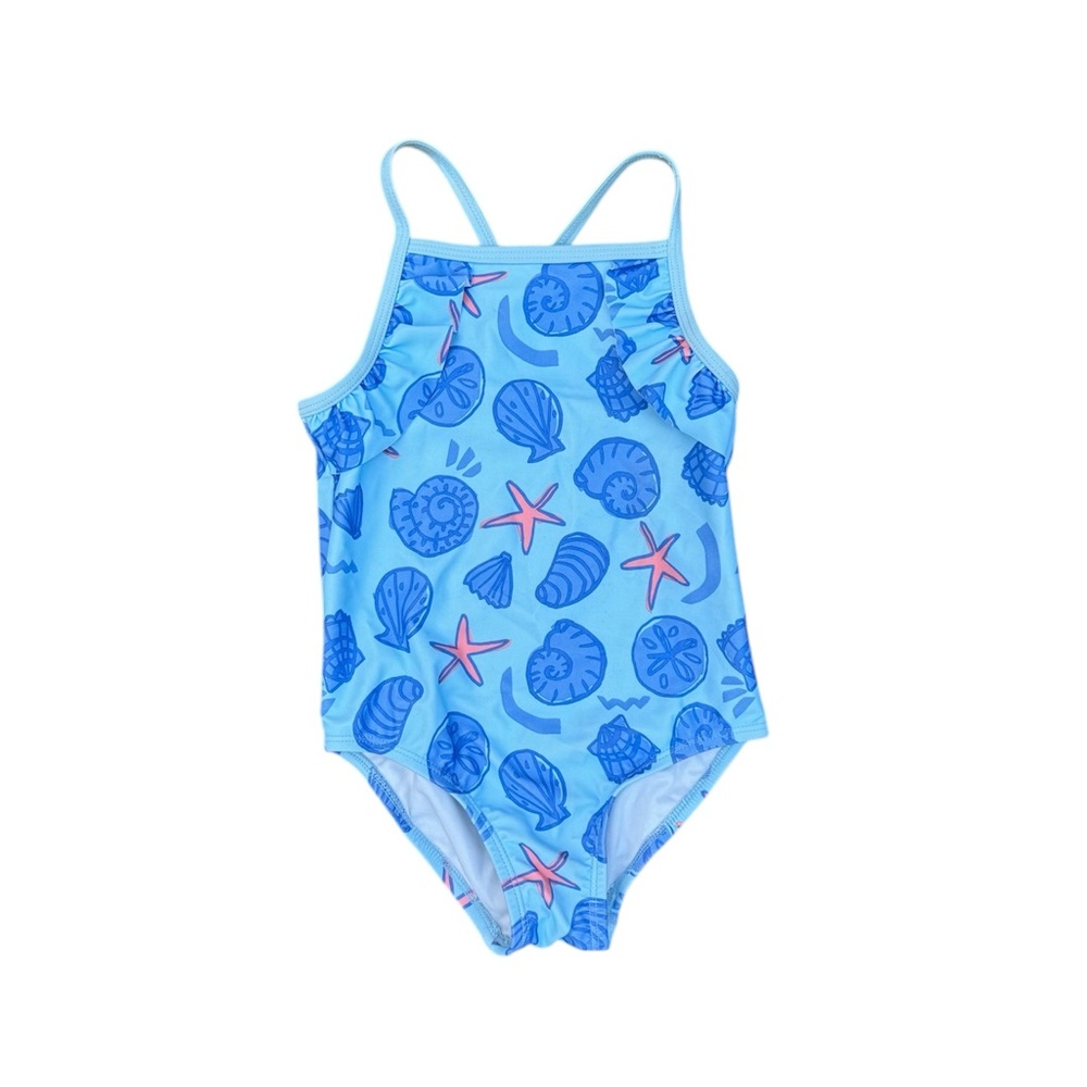 Carter’s Girls Blue Seashell Print Swimsuit Size 5T